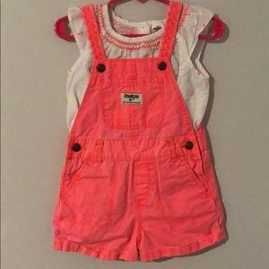 OshKosh Overall Shorts Outfit, Neon Pink